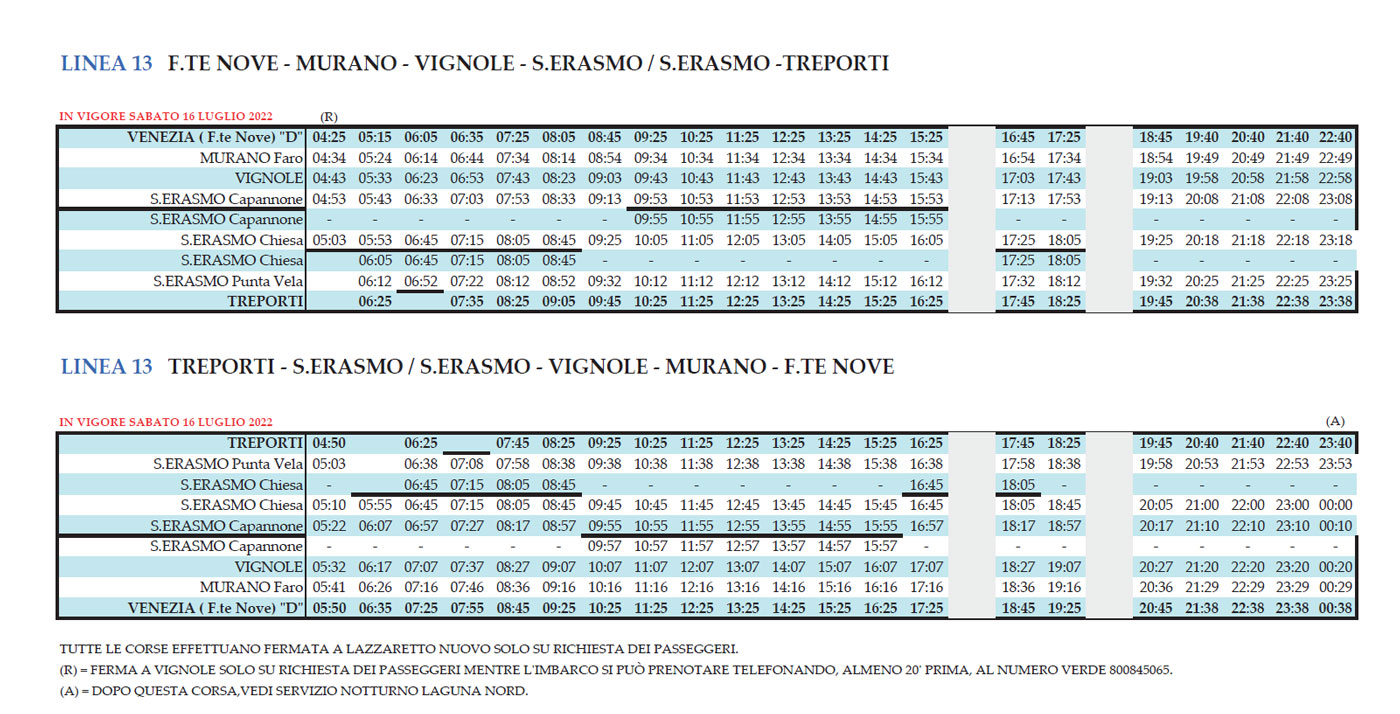 vaporetto 13 horaire et plan vaporetto