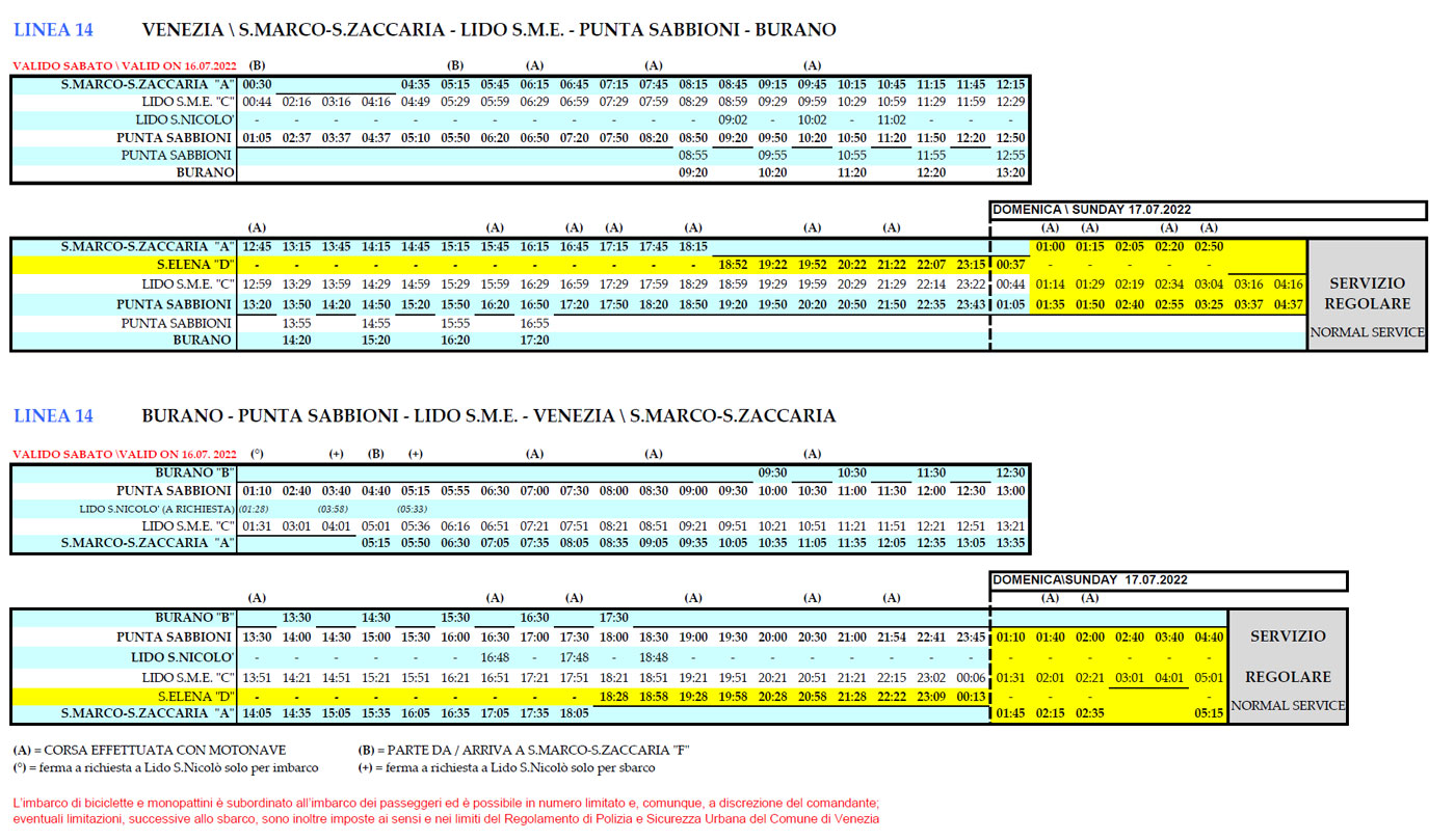 vaporetto 14 horaire et plan vaporetto