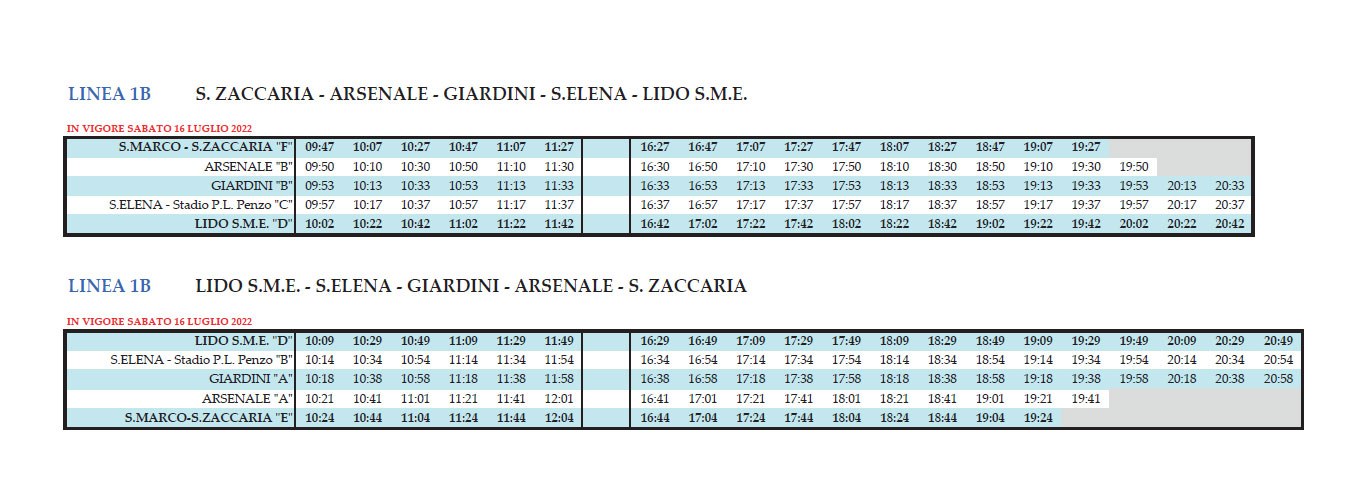 vaporetto 1b horaire et plan vaporetto