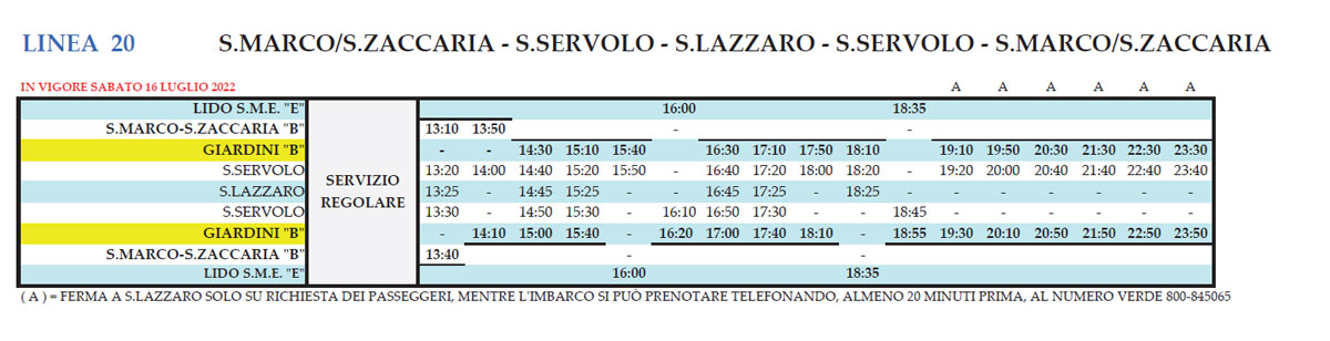 vaporetto 20 horaire et plan vaporetto