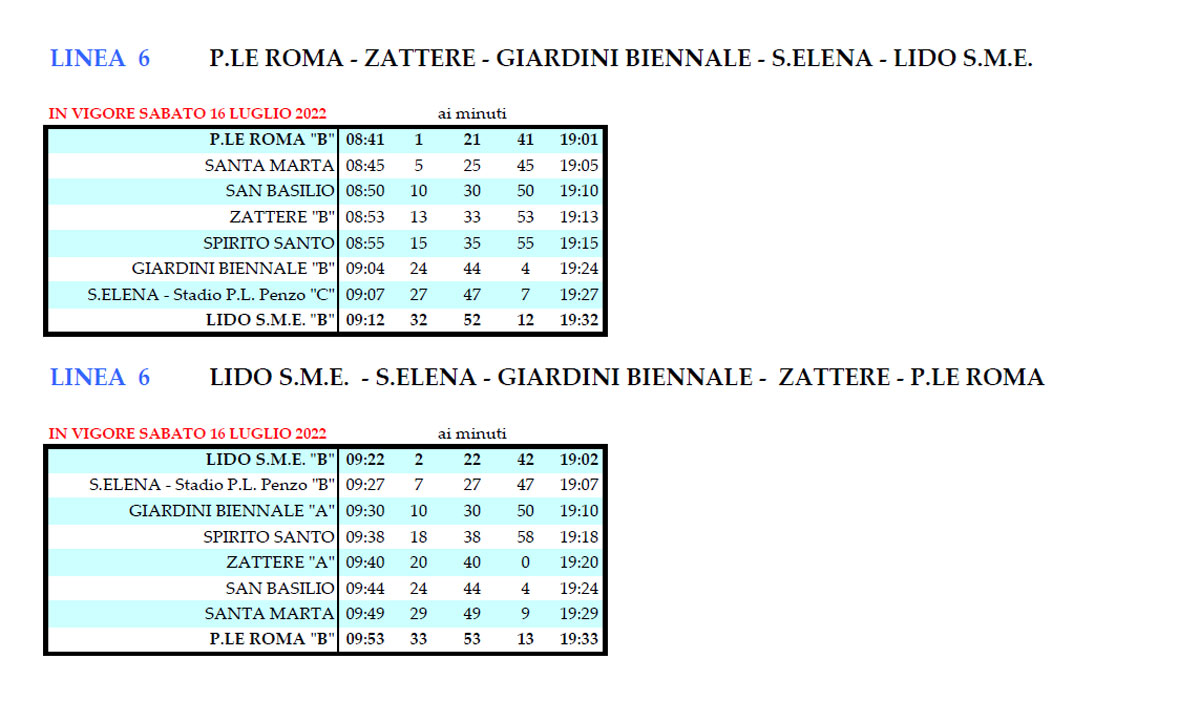 vaporetto 6 horaire et plan vaporetto